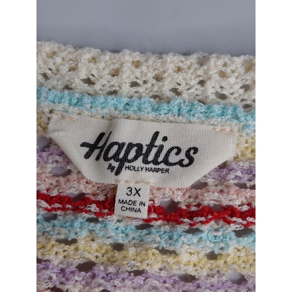 Haptics By Holly Harper 3X Multicolor Crochet Knit Sweater - Picture 3 of 10